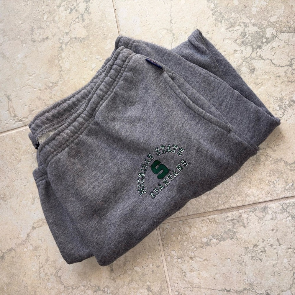 Jansport Men Pants Gray Michigan State Athletic Jogger Fleece Sweatpants 90s XXL